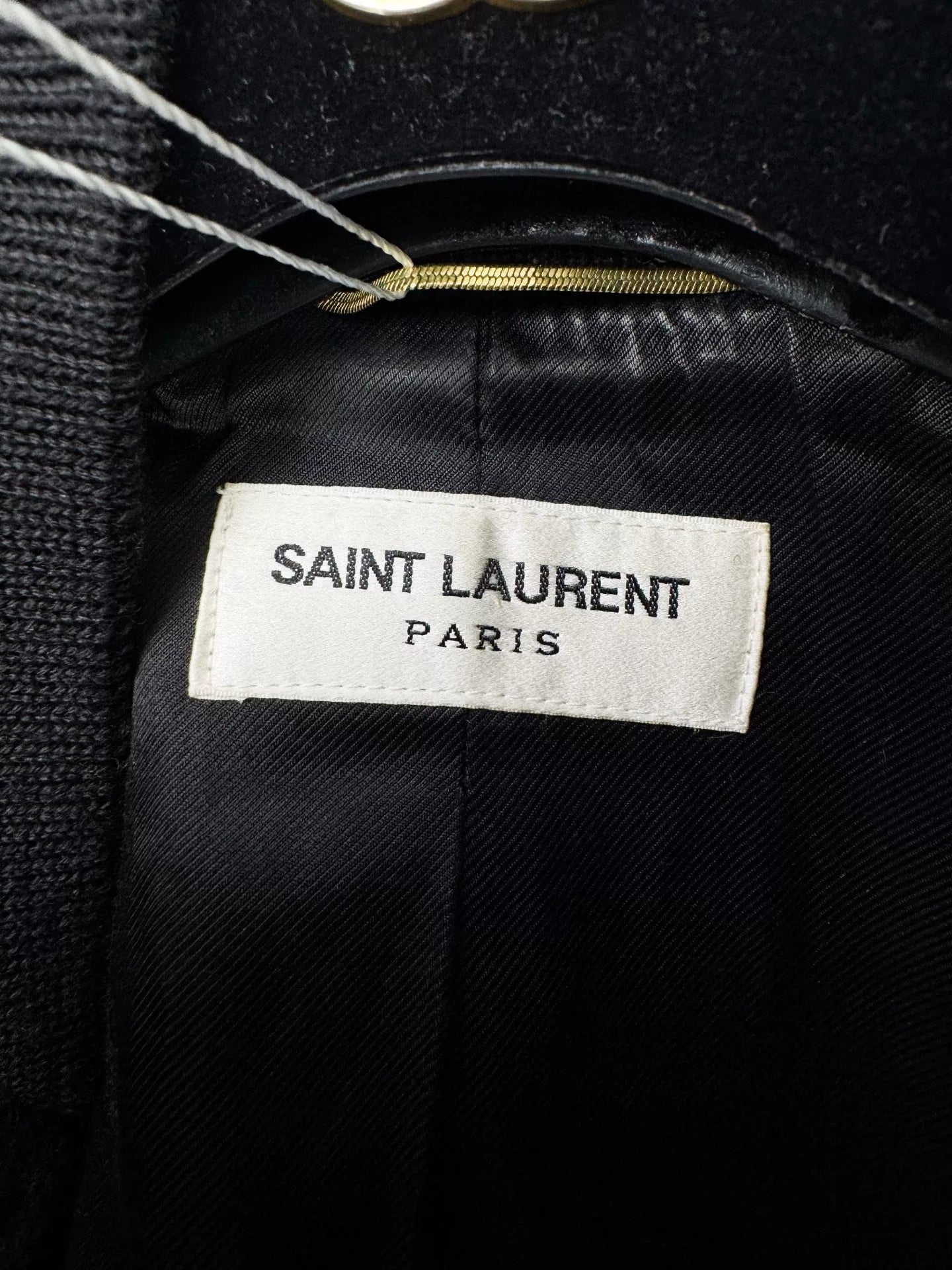 Saint Laurent Black Leather Sleeve Jacket