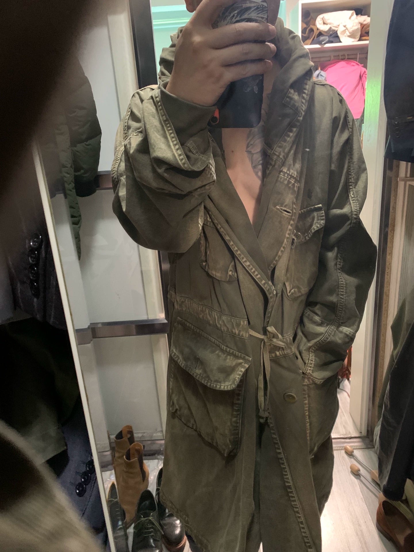 kapital kountry oversized khaki coat