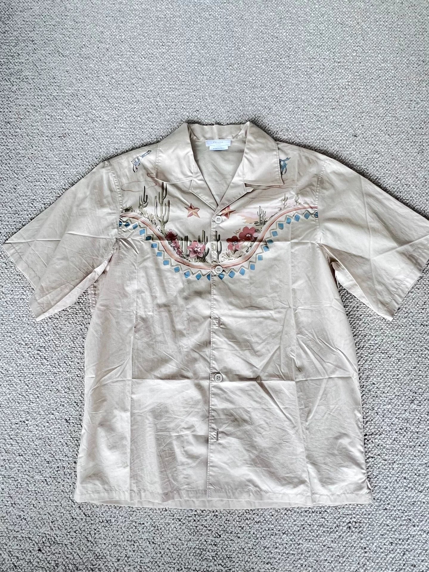 prada western style cuban collar short sleeve shirt
