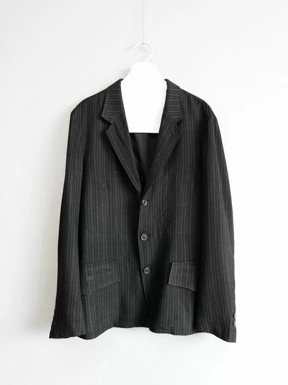 yohji yamamoto striped rayon jacket