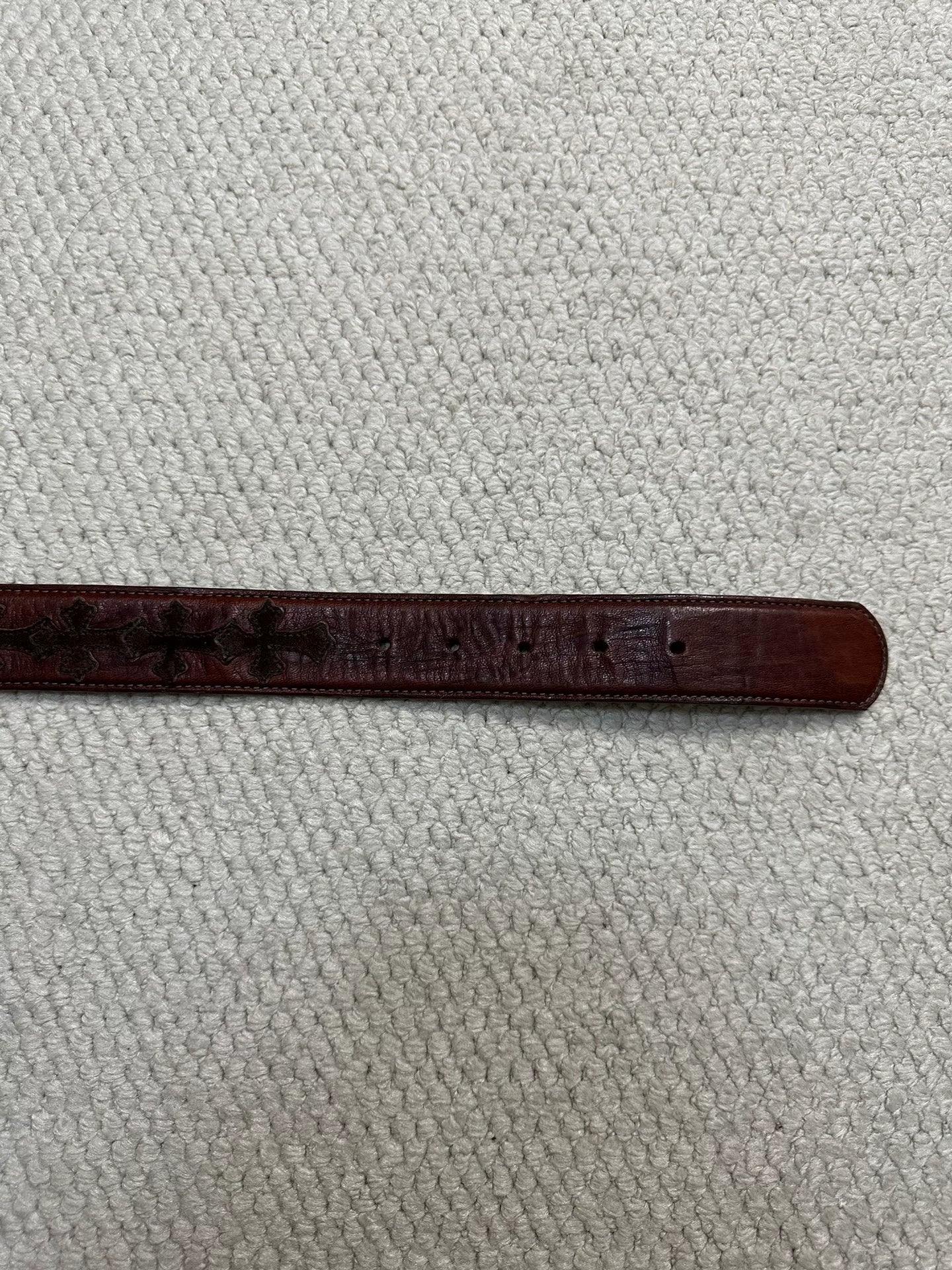 Chrome Hearts Brown Suede Cross Patch Belt 32