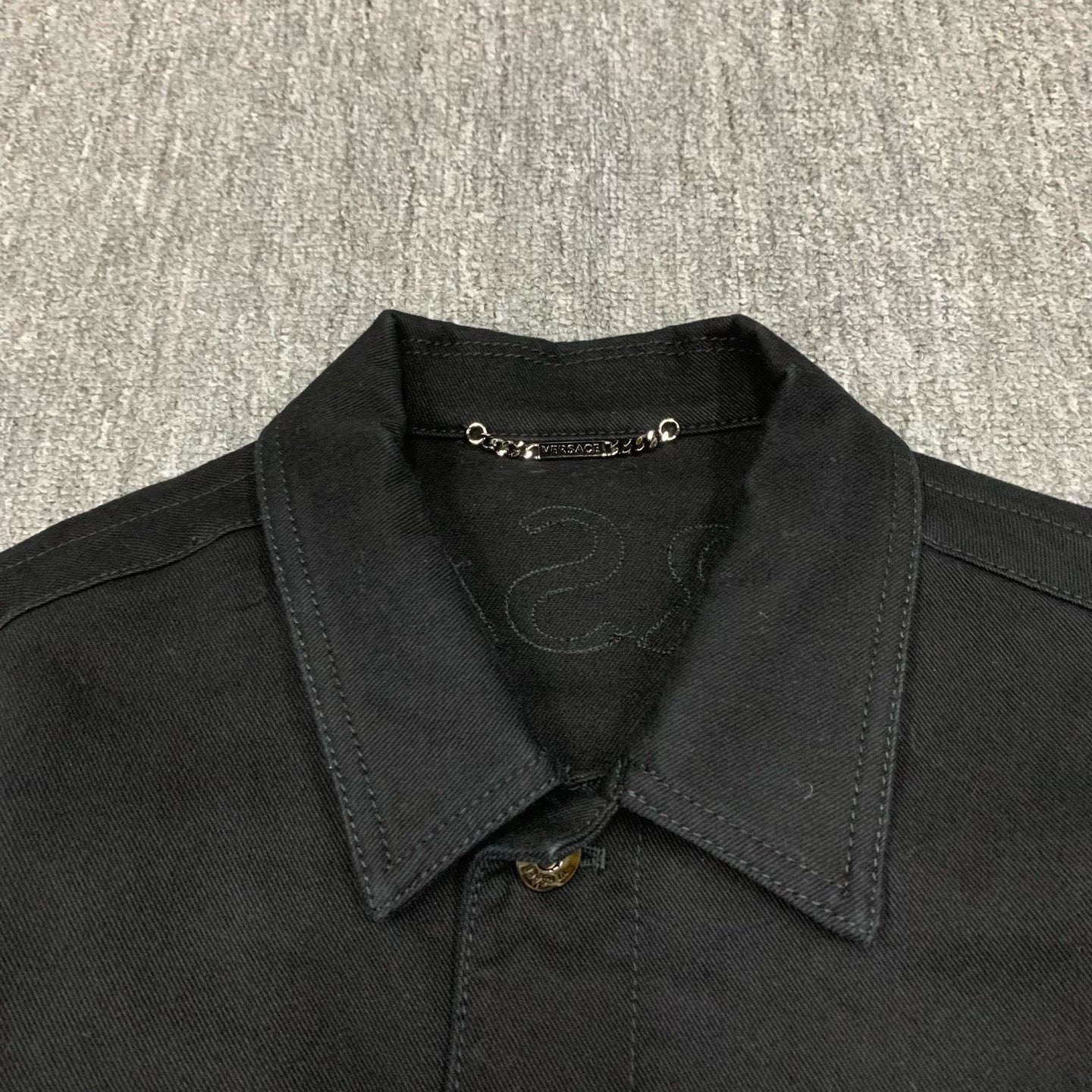 black short denim jacket with logo