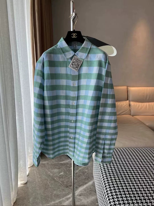 Loewe 2024 Blue Green Plaid Shirt