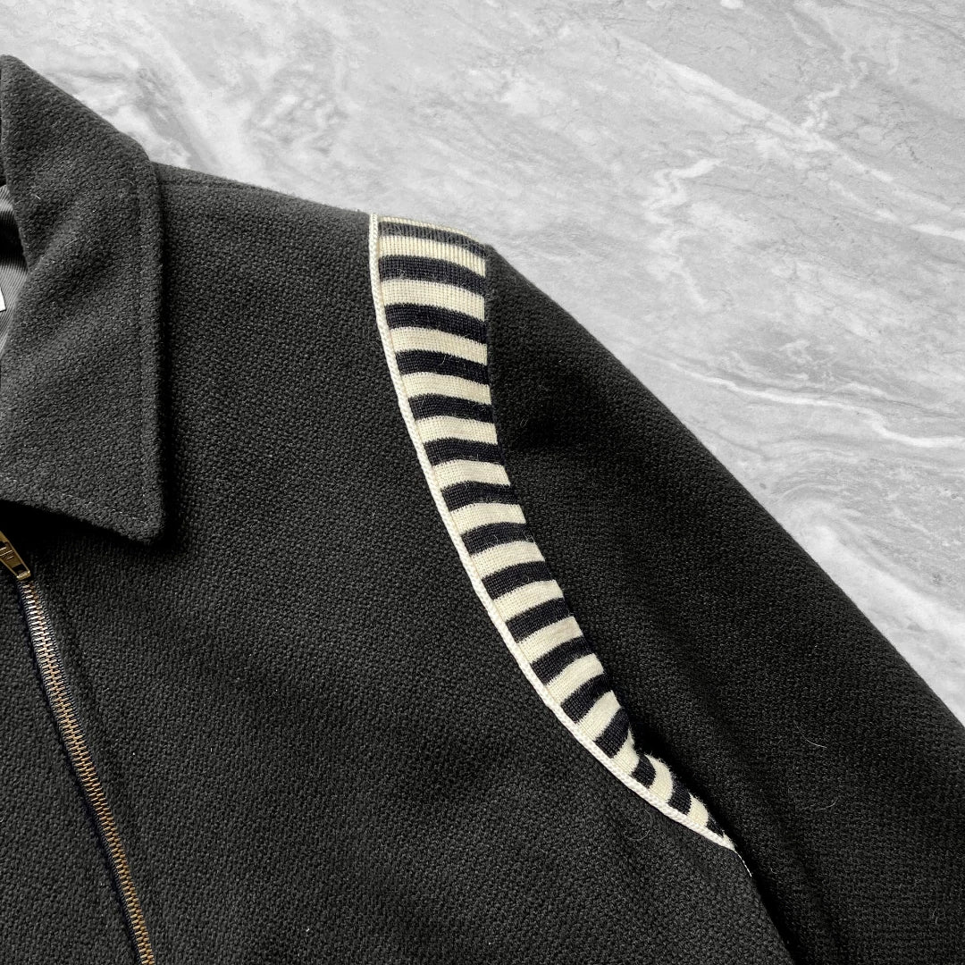 Saint Laurent Striped Zip Baseball Jacket