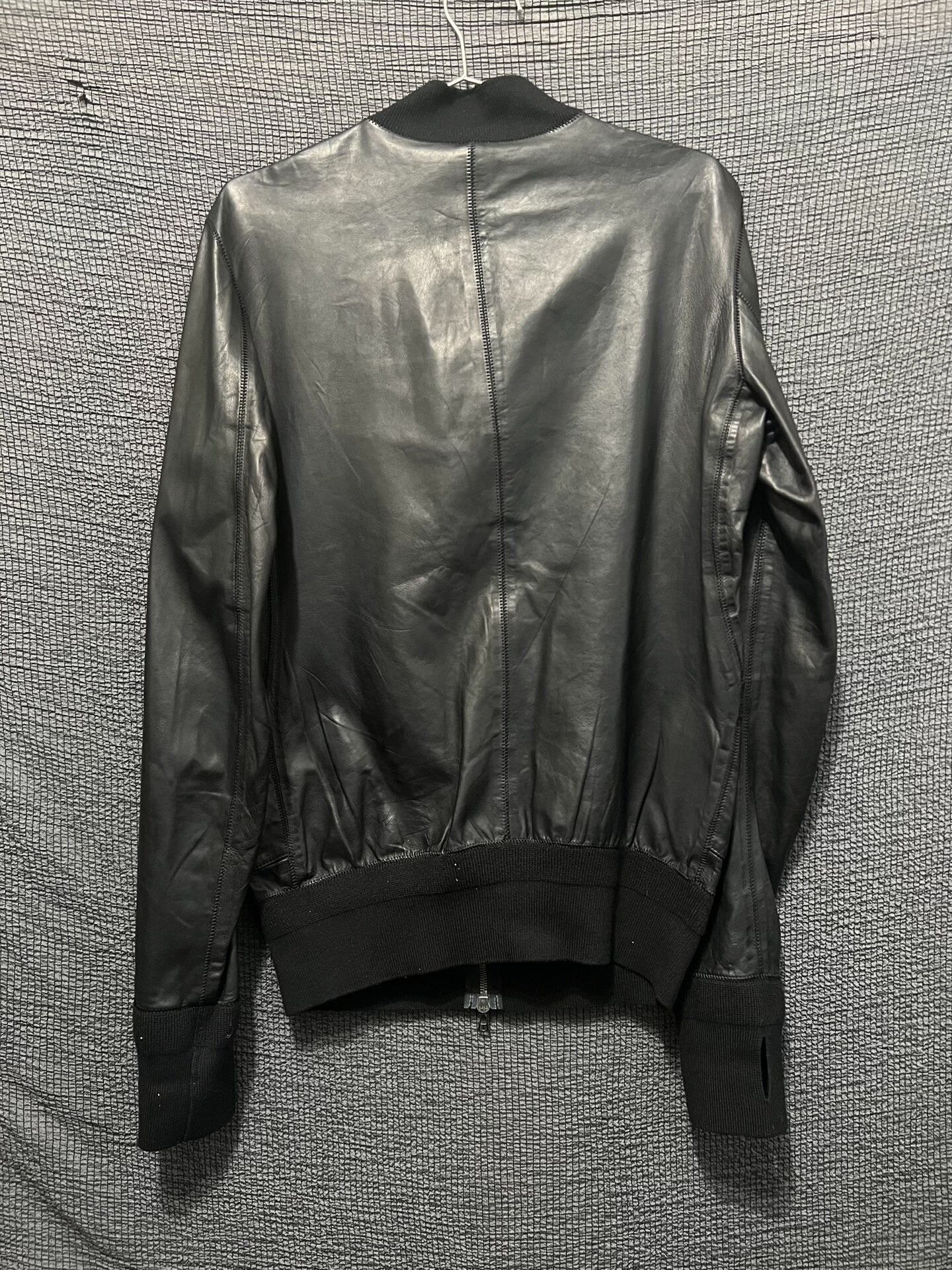 isaac sellam bomber leather jacket in black