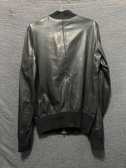 isaac sellam bomber leather jacket in black