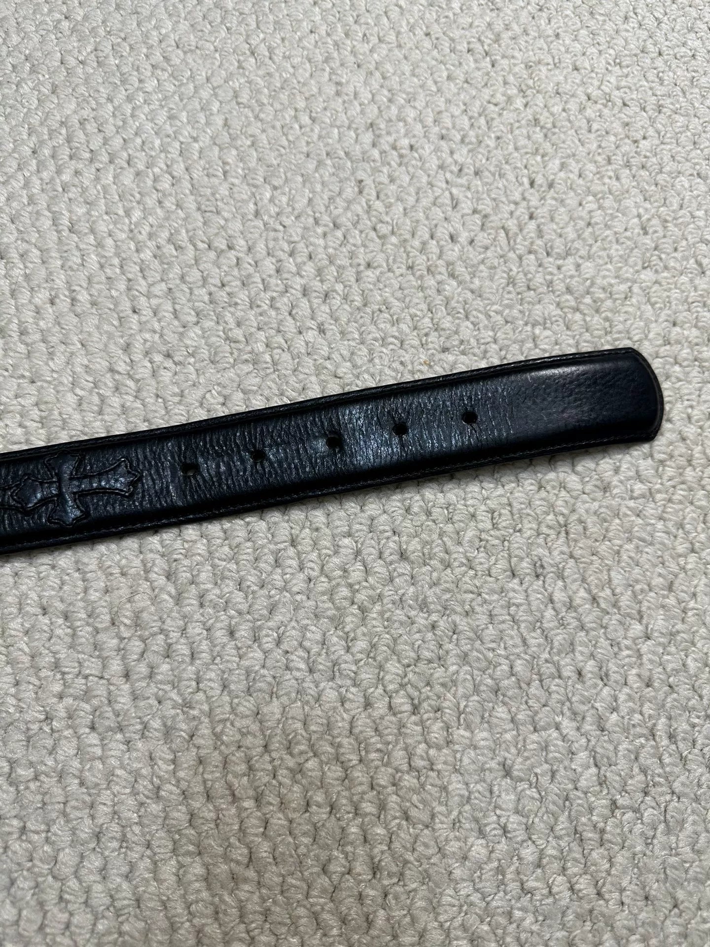 Chrome Hearts Black Cross Patch Leather Belt