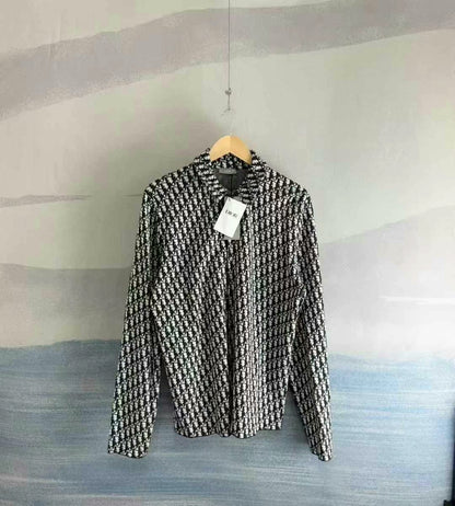 Dior Oblique Navy Cotton Long Sleeve Shirt