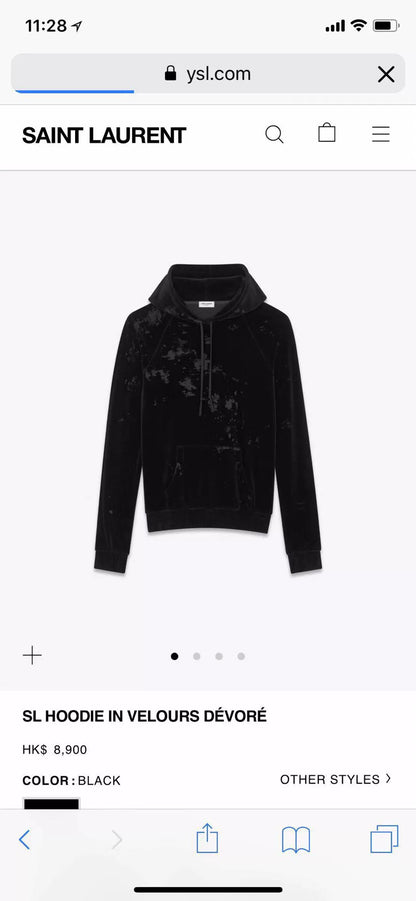 black velvet hoodie from Saint Laurent