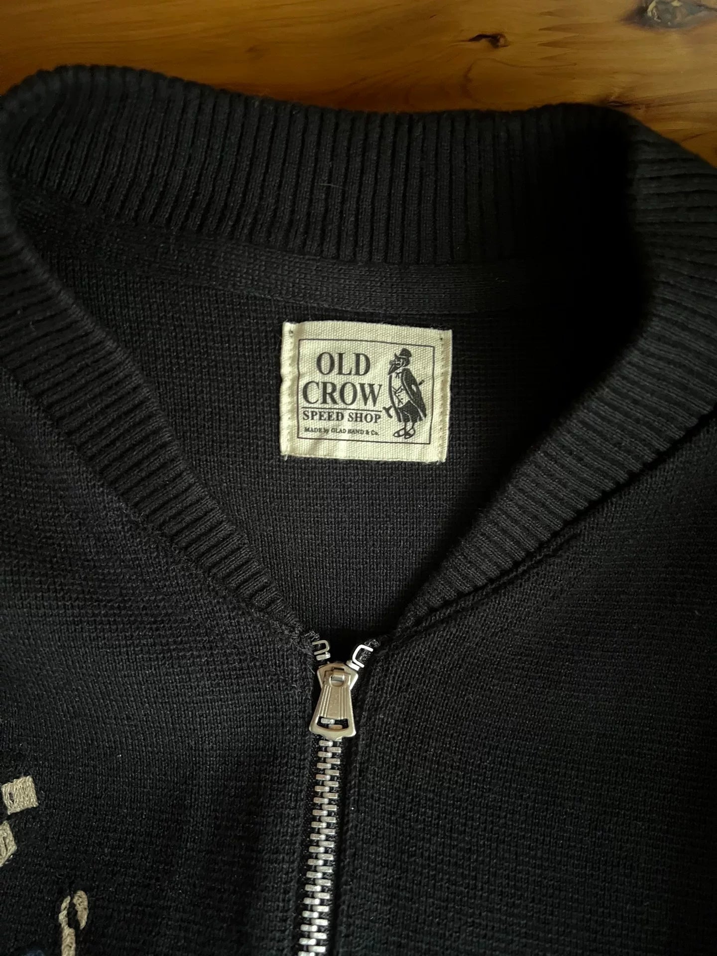 old crow vintage zip-up baseball jacket