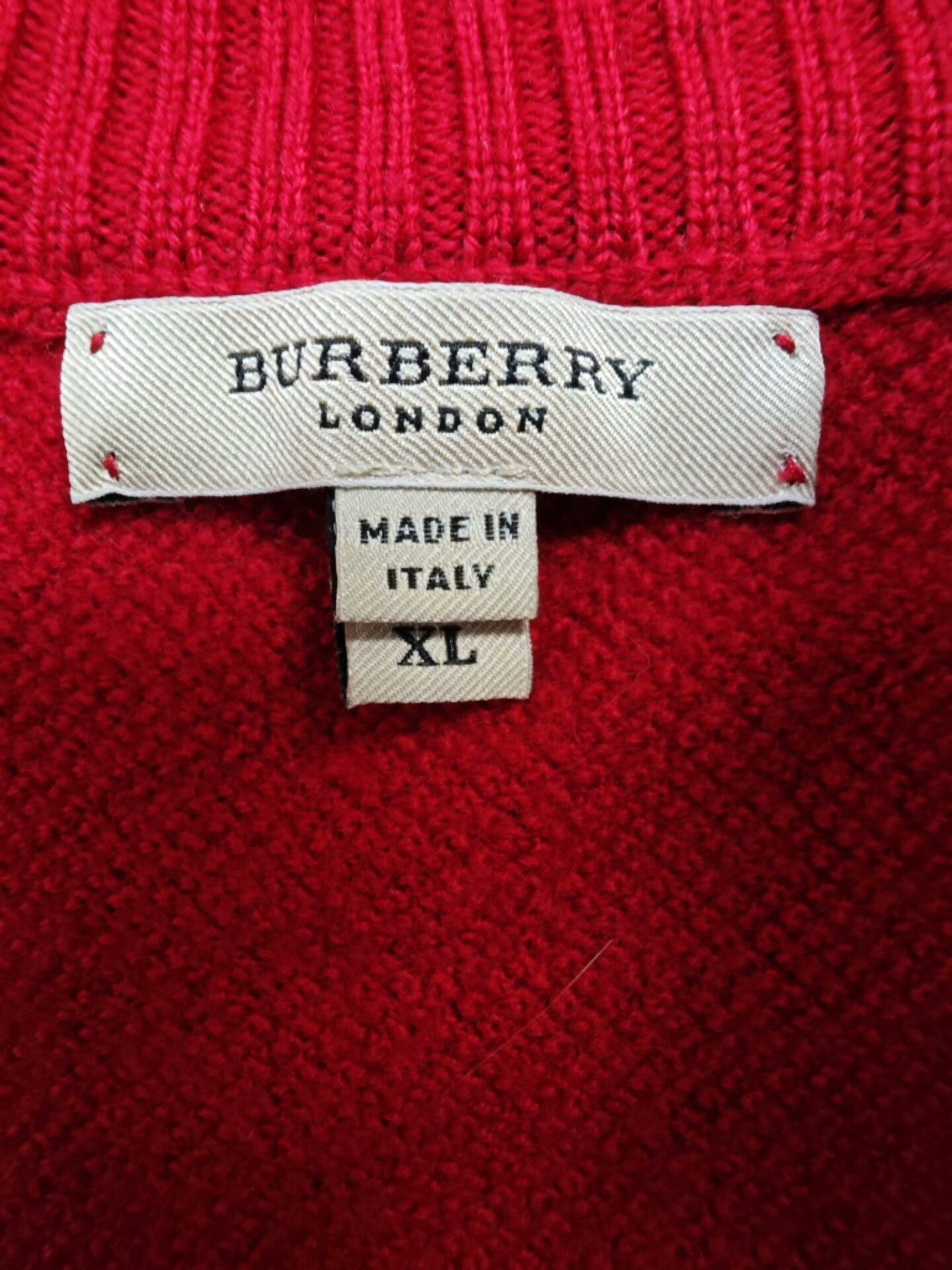 Burberry Red Military Style Wool Sweater