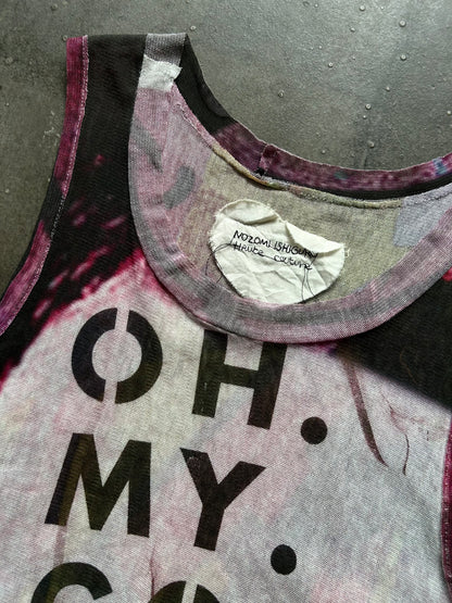 graphic crop tank top with slogan