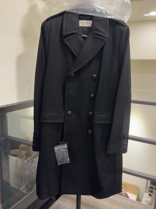 Saint Laurent Black Wool Coat Size 48