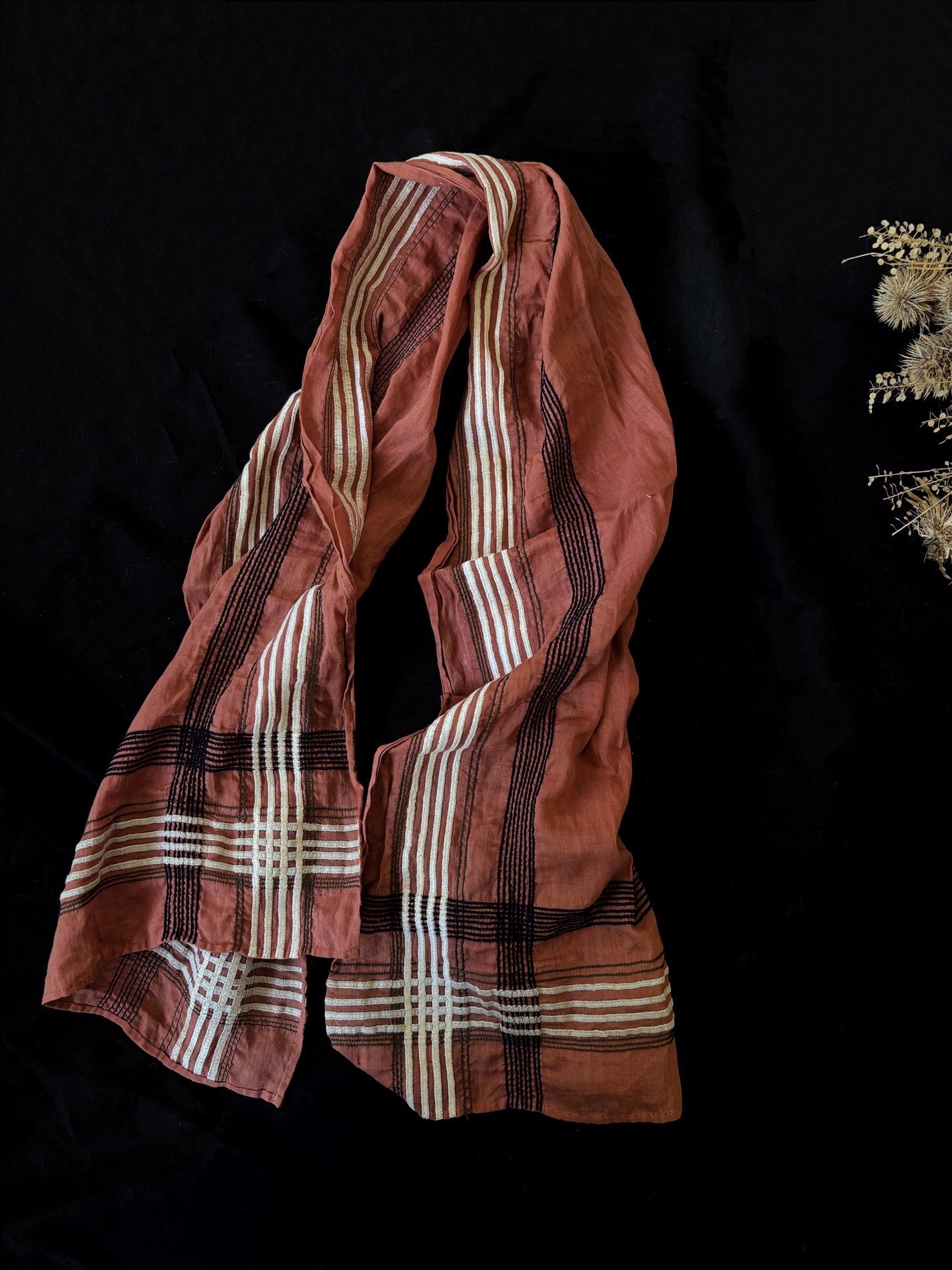 Dries Van Noten 90s Terracotta Cotton Scarf
