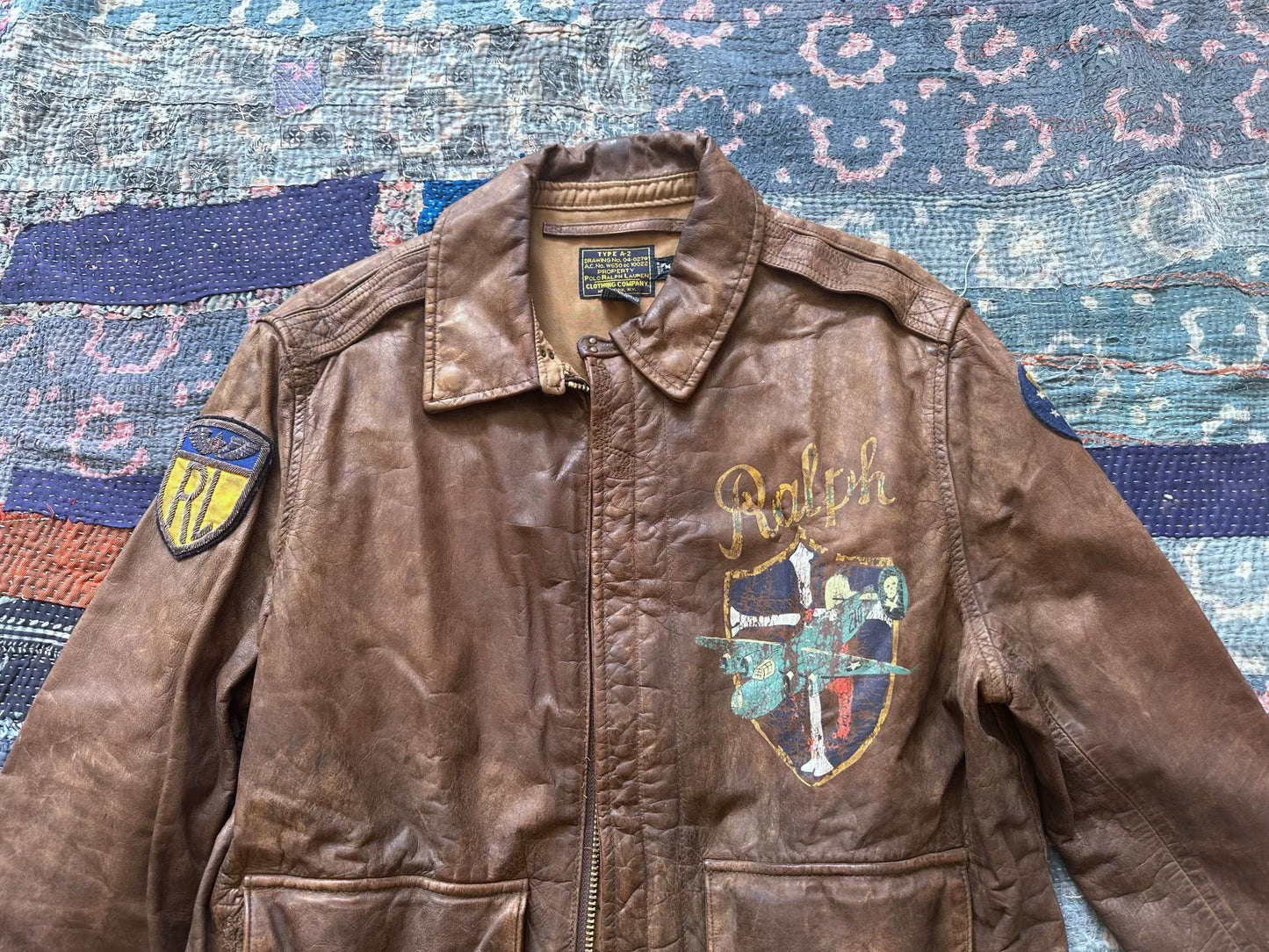 vintage ralph lauren distressed leather jacket