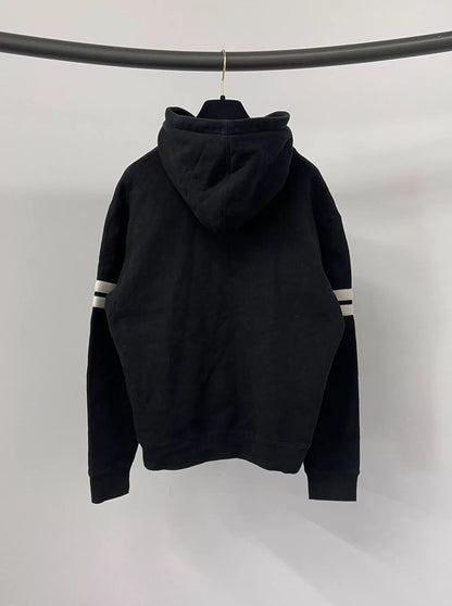 Saint Laurent Black Striped Sleeve Hoodie
