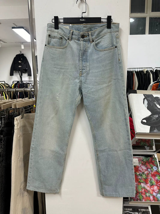 drapes van noten water-washed denim pants