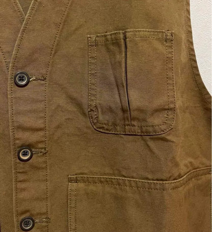 vintage double rl khaki canvas hunting vest