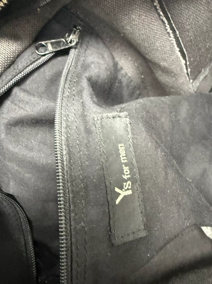 y's black leather tote bag for men