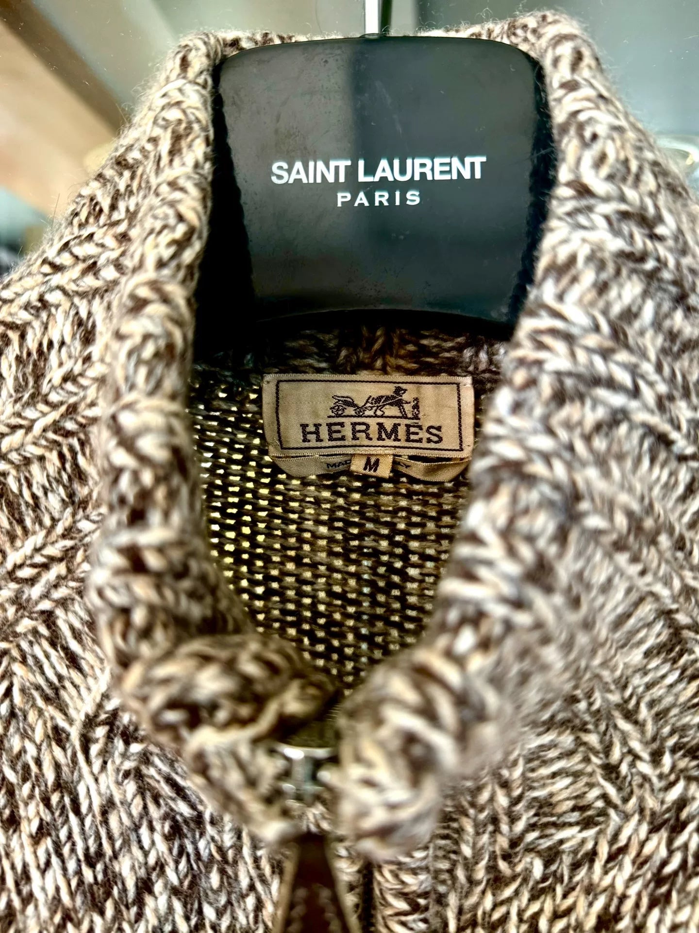 hermes gray orange cashmere high-neck sweater