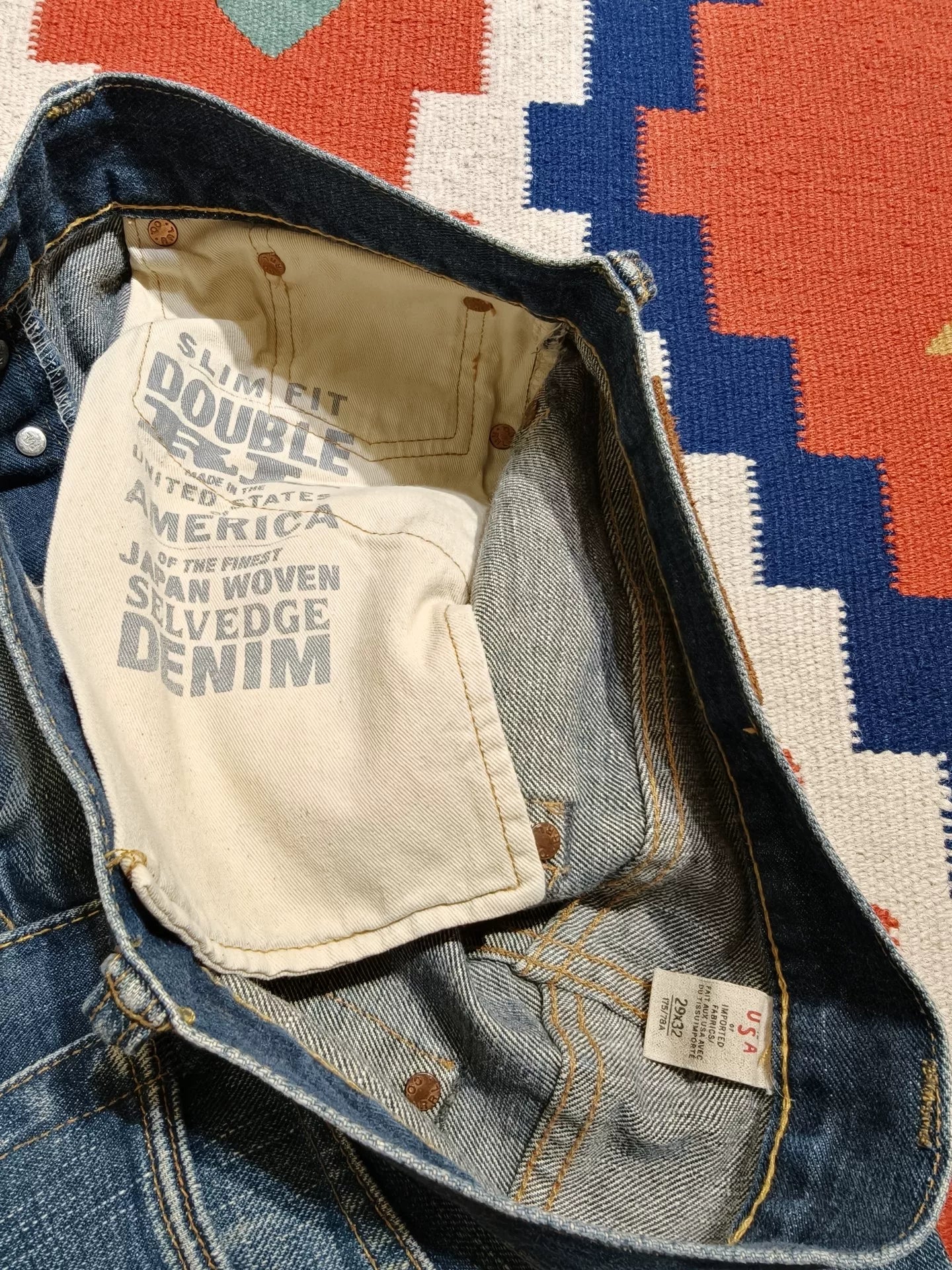 RRL Distressed Red Selvedge Denim Jeans