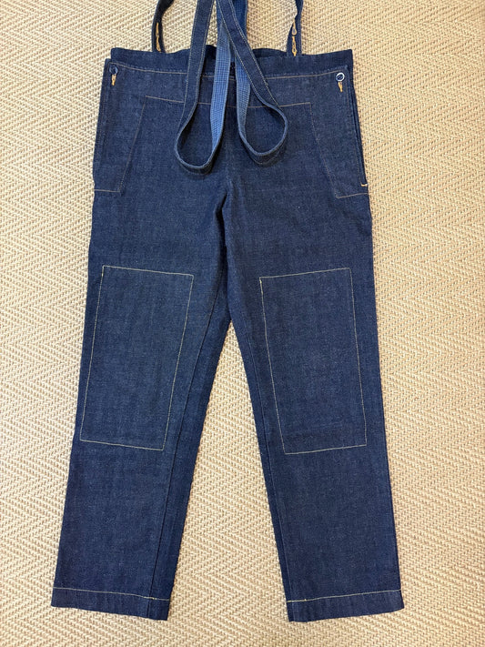 VISVIM Raw Denim Suspender Cropped Jeans
