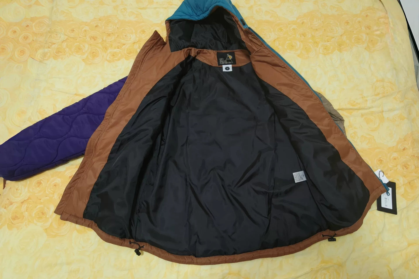 go slow caravan colorblock quilted jacket