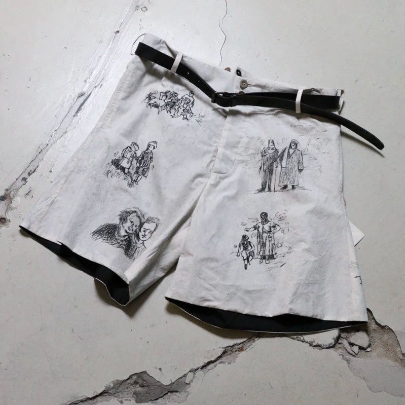 hand-painted shorts with belt from archivio