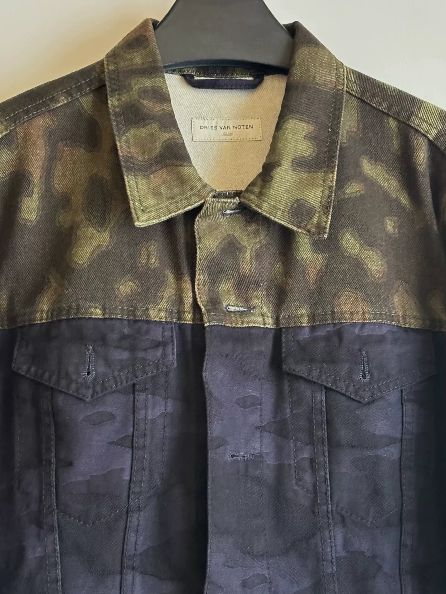 camo patchwork denim jacket by dries van noten