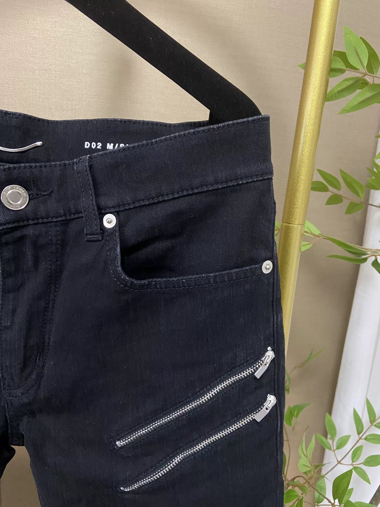 Saint Laurent Five-Zipper Black Jeans