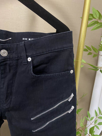 Saint Laurent Five-Zipper Black Jeans