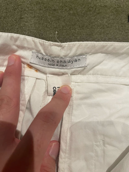 unique distressed white adjustable pants