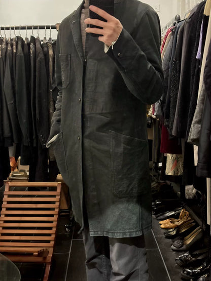 vintage green leather trench coat