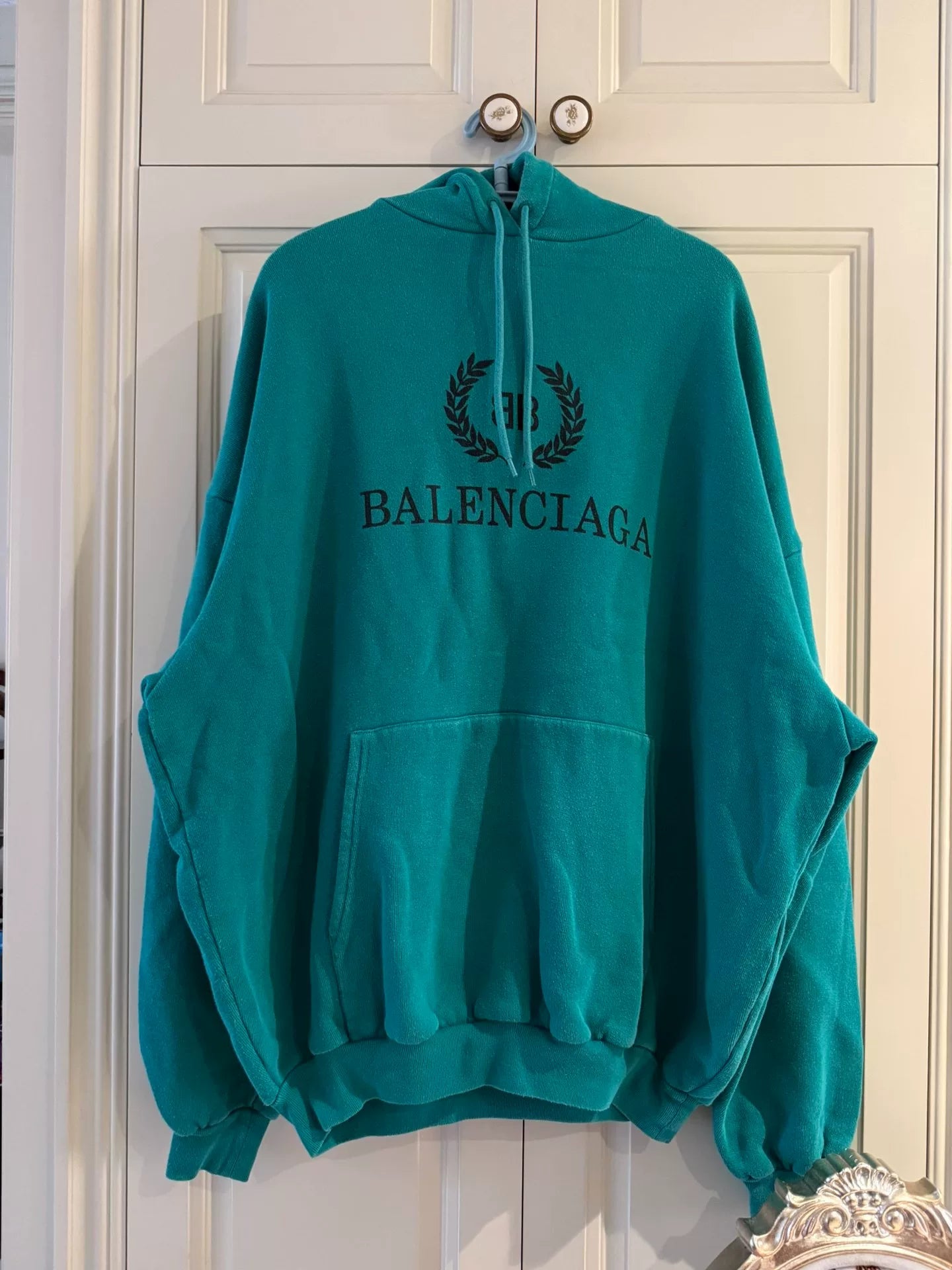 balenciaga double b sweatshirt in turquoise