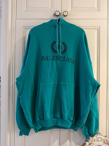balenciaga double b sweatshirt in turquoise