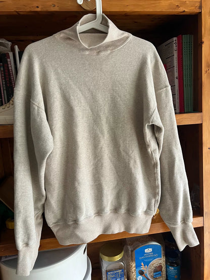 vintage high-neck plush sweatshirt in oatmeal