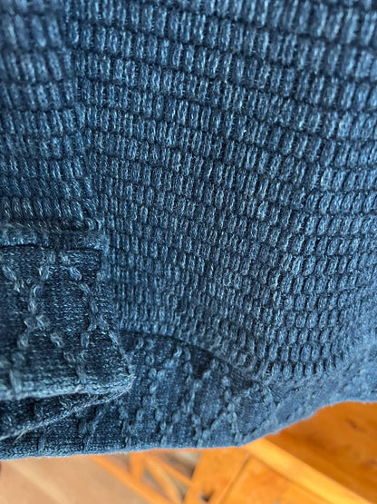 porter classic blue knit high-neck sweatshirt