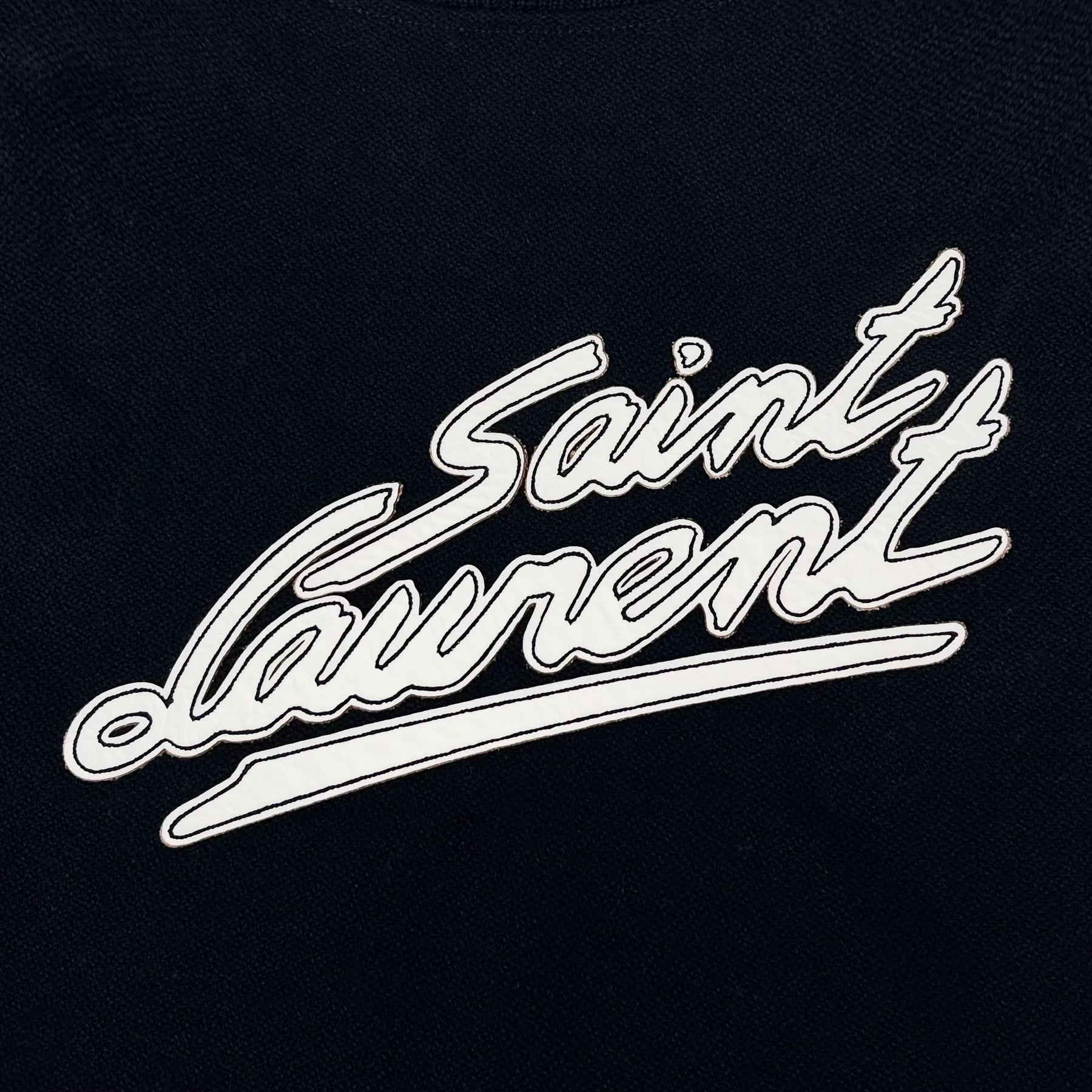 Saint Laurent Black White Striped Logo Jacket