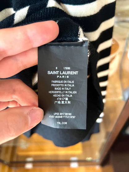 saint laurent black and white striped turtleneck