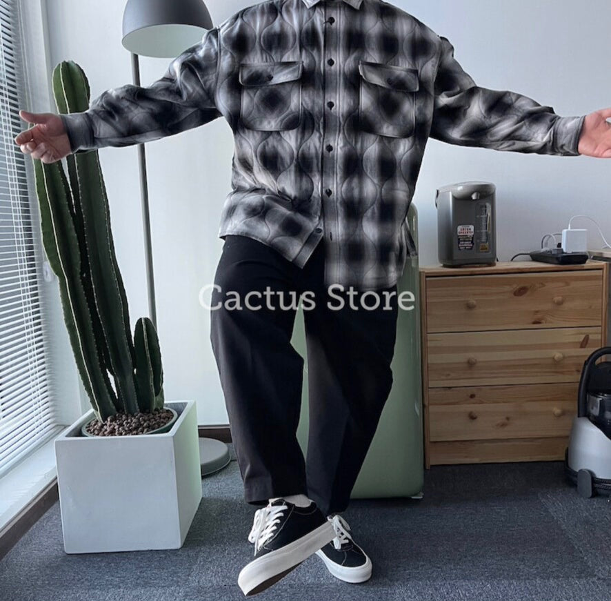 cootie ombre check quilting cpo jacket