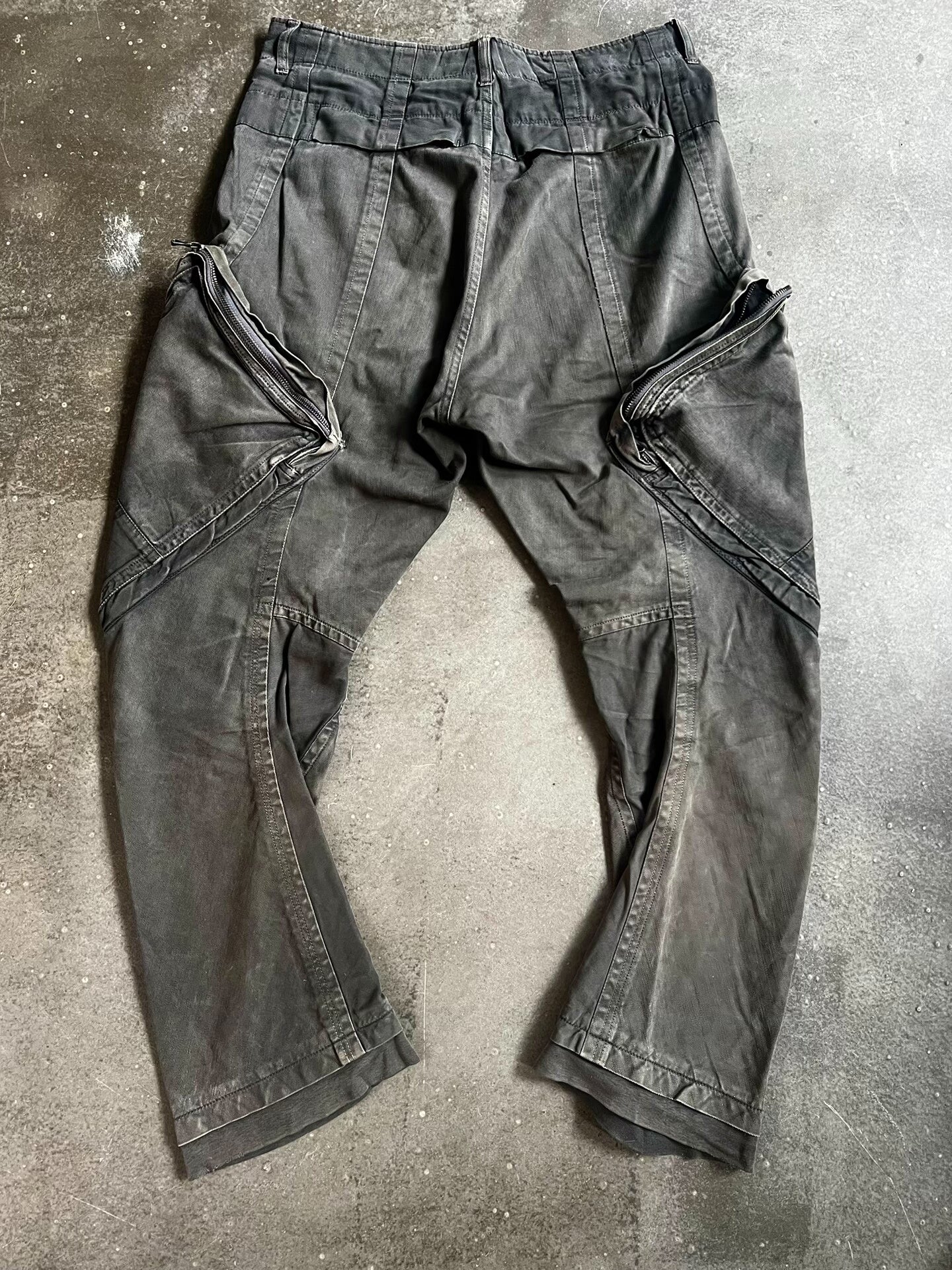distressed gray tactical cargo pants