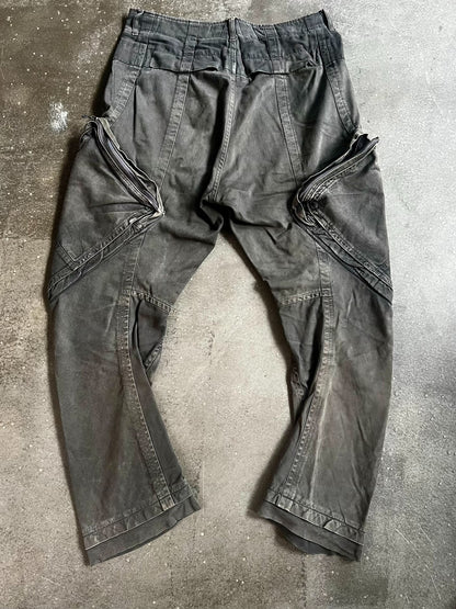 distressed gray tactical cargo pants