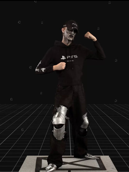 balenciaga ps5 cropped hoodie in black