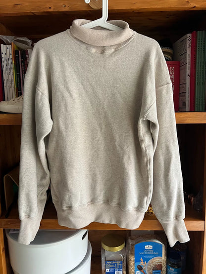 vintage high-neck plush sweatshirt in oatmeal