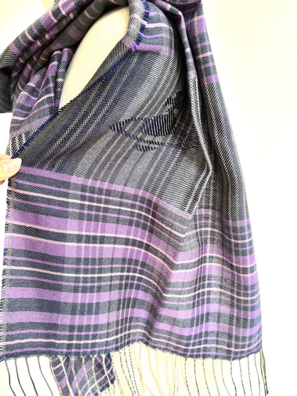 Vivienne Westwood Purple-Gray Plaid Saturn Scarf