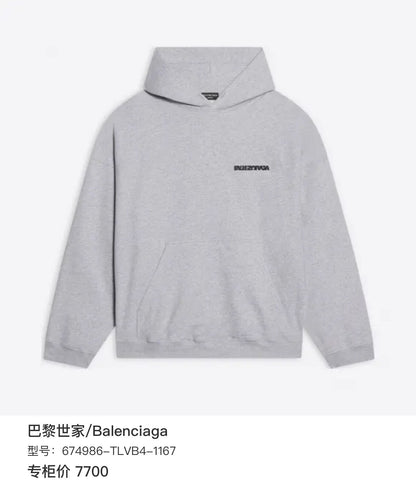 balenciaga gray reverse logo hoodie