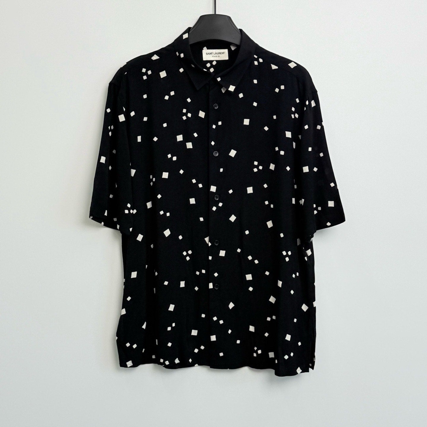 Saint Laurent Splatter Silk Short-Sleeve Shirt