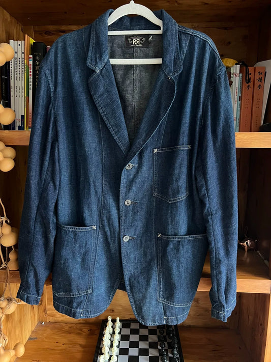 RRL Double RL Indigo Cotton-Linen Blazer