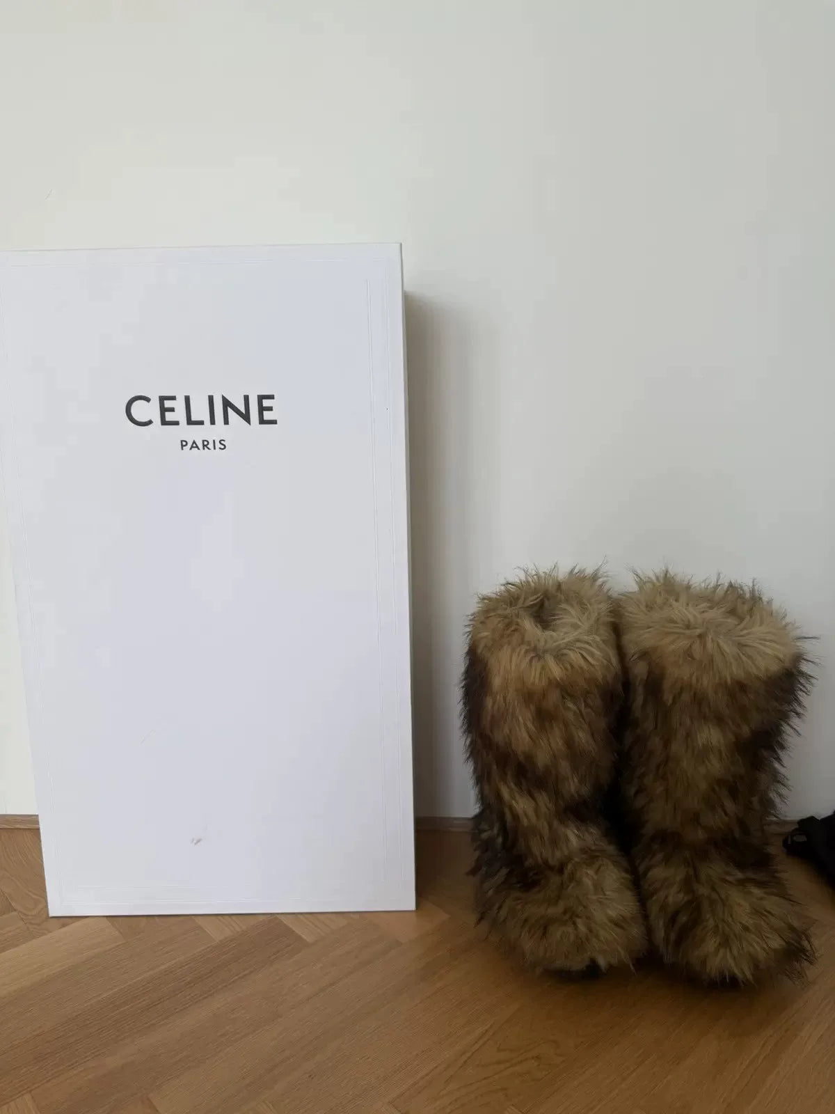 Celine Homme Brown Faux Fur Boots