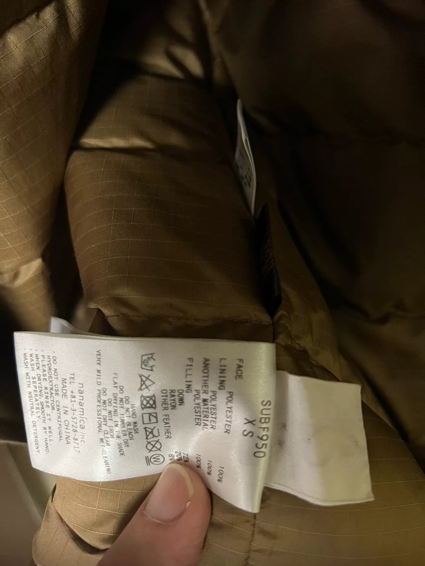 Nanamica Gore Tex Down Coat SUBF950